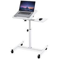 Ergonomic Sit-Stand Laptop Desk with Mouse Board on Wheels, Adjustable Height 72 – 110 cm, Tabletop 360° Swivel and 160° Tilt, Suitable for 7-17’’ laptops, Sturdy Elegant Design, White