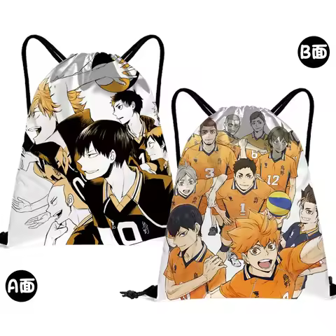 Haikyu!! Hinata Shoyo Boys Girls Colorful Printing Sling Bag Tobio Kageyama Drawstring Bag Mens Back