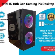 Intel I5 10th Gen Gaming PC - Intel I5-10400f / 8GB 16GB DDR4 Ram / 128GB SSD / Nvidia GTX1060 3GB Graphic Desktop
