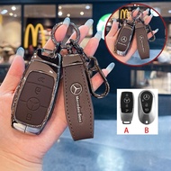 Metal and Leather Car key Case For Mercedes Benz E C S GLC Class E200 E400 E63 W213 S550 S560 C260 A