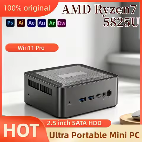 AMD R7 5825U Mini Gaming PC 2xDDR4 3200MHz M.2 SSD HDD Win11 Pro WIFI6 BT5.2 Desktop Computer for Of