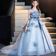 FG25-201102 Children's Party Dresses. Girl's 3D Flower Trailing Mesh Princess Dress Size 100-160