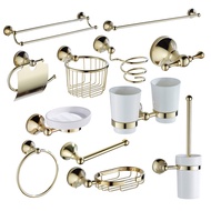 Bathroom Hardware Accessories Set  Luxury Gold Brass Wall Mounted Bathroom Robe Hook,Paper Holder,Towel Bar,Toilet Brush Holder, Towel Ring  Szh114