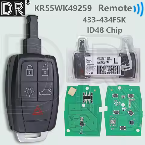 DR KR55WK49259 ID48 Chip 433-434FSK PFK 31300258 Car Remote Control Key For Volvo C30 V40 S40 V50 D5