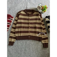 Admire Long Sleeve Striped Knit Cardigan