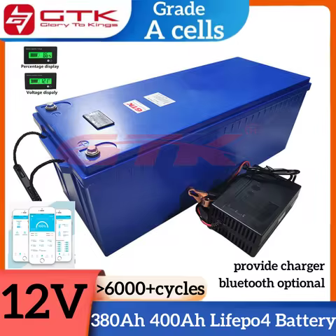 GTK Waterproof 12V 400Ah 380Ah LiFepo4 Lithium Battery for 1KW 2KW Fishing Boat Propeller RV Camper 