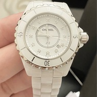 保證專櫃真品‼️新款錶扣 附購買證明、保固‼️92成新 12鑽 33mm Chanel 香奈兒 J12 陶瓷錶 白色