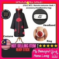 (WITH HEADBAND + RING) Naruto Costume Akatsuki Cloak Cosplay Akatsuki Sasuke Uchiha Cape Itachi Juba