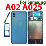 For Samsung Galaxy A02 A025 Battery Back Cover Housing Middle Frame + LCD Front Frame + Lens Frame C