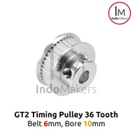 Timing Pulley GT2-6mm 36 Teeth Bore 10mm for 6mm GT2 Belt