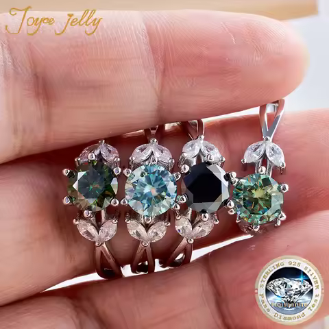 JoyceJelly S925 Sterling Silver Jewelry Luxury 1 Carat D-COLOR Moissanite Diamond Ring Female Flower
