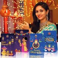 12 Pcs/Indian Diwali Gift Bag/Deepavali Party Candy Gift Bag/दिवाली Kraft Paper Bag/Gift Packaging Bag/Party Decoration Gift Bag