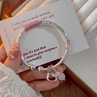 0826Sterling silver bracelet Sterling silver bracelet s999 foot纯银手镯纯银手镯s999足银镯子实心推拉款可调节七夕礼物