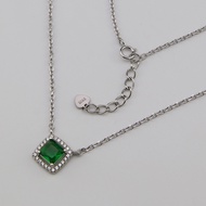 💎 สร้อยคอเงินแท้ 925 เพชรรัสเซีย ทรงสี่เหลี่ยมจัตุรัส (Square Zirconia Necklace) คริสตัล Zirconia เก