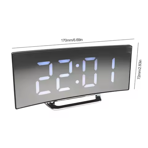 Intelligent Electric Alarm Clock LED Screen Curved Electronic Clock USB Charging Multi-function Livi