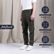 Jack Russel - Men Cargo Chino กางเกงชิโนผู้หญิงทรงคาร์โก้ - Klassik J-222SM/OLV Straight Fit Olive