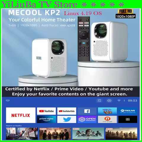 [Genuine]MECOOL KP2 HD1080P Projector Home Theater Linux 4.19 600 Lumens Display Device for Home&Mov