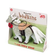 Le Toy Van - Wooden Grey Horse with Saddle Play Set | For Dolls Houses or Farms | Budkins Accessories Sets - Suitable Fo