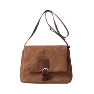 Retro Matte Túi Đeo Vai Nữ Nâu Hình Vuông Polyester Mềm Lót Dây Kéo Đóng Túi Đi Lại Để Sử Dụng Hàng