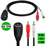 Big 7-Core DIN 7Pin Female din 7pin to 2RCA Lotus Male Old-fashioned Audio Equipment Adapter Cable D