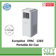 EuropAce EPAC 12B3 Portable Air Con. 3-in-1 Aircon + Dehumidifier + Fan. Self Evaporating. 5 Year Warranty. EPAC12B3