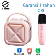 E ONE mini speaker karaoke bluetooth 2mic ori full bass portable wireless Efek pencahayaan yang kere