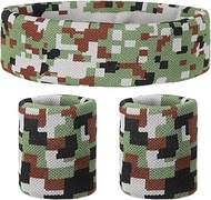 QUARKZMAN Sweatband Set, Sports Terry Cloth Headband, Wrist Band Set, 8 x 2 inches, Sweat-Absorbing 
