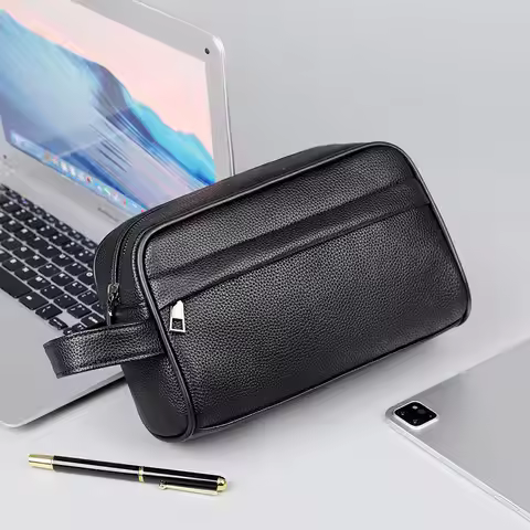 Men's Clutch Bag Handbag High Quality PU Leather Clutch Bags Money Bag Purse For Men Wasit Strap Man