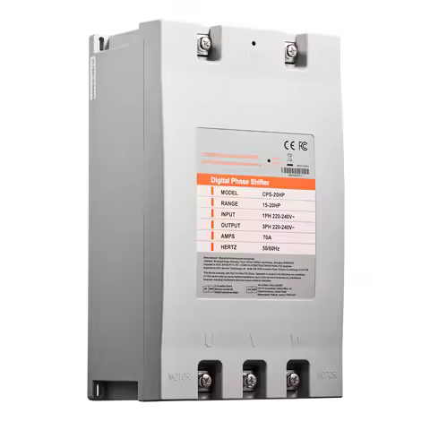 SucceBuy 3Phase Converter 20HP 70A 220V Single Phase to 3 Phase Converter Digital Phase Shifter for 