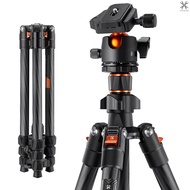 [T&amp;H] K&amp;F CONCEPT Portable Camera Tripod Stand Carbon Fiber 162cm/63.78 Max. Height 8kg/17.64lbs Load Capacity Low Angle Photography Travel Tripod with Carrying Bag for DSLR Camera