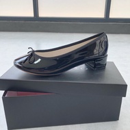 รองเท้าแตะผู้หญิง Repetto Ballet Flats หนังแท้ ส้นกลาง หัวเข็มขัด ทรงสี่เหลี่ยมจัตุรัส รองเท้าทำงาน 