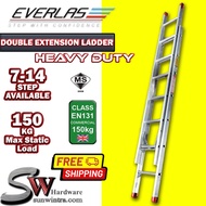 [FREE SHIPPING] EVERLAS HEAVY DUTY DOUBLE EXTENSION LADDER ALUMINIUM 14 STEP | 18 STEP | 22 STEP | 2