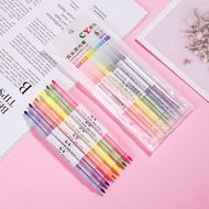 STABILO Stationery Long Highlighter Marker Pastel Color Permanent Double Sided Reversible Contents 6
