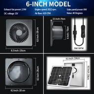 Professional panel solar exhaust fan, 6W/8W solar panel+4/6/8-inch high-speed exhaust fan with