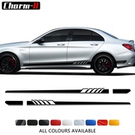 2pcs Rocker Panel Side Skirt Racing Stripes Deccals Stickers for Mercedes Benz C63 AMG C Class W206 