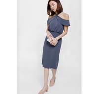 *PREMIUM* LOVE BONITO Gildrea Halter Off Shoulder Midi Dress in Dusty Blue