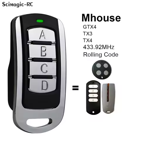 Mhouse TX3 TX4 GTX4 Garage Remote Control MT4 MT4V MT4G 433MHz Transmitter 433.92mhz Garage Door Com