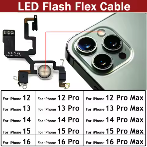 New LED Flash Flex Cable For iPhone 12 13 14 15 16 Pro Max Plus Mini Light Sensor Proximity Flex Cab