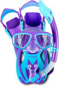 Cressi Junior Snorkeling Set (Mask, Dry Snorkel, Adjustable Fins, and Net Bag) Light and Colorful Eq