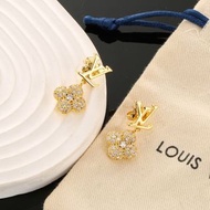 🎀LV/Louis Vuitton LV字母花卉耳環 滿鑽耳環