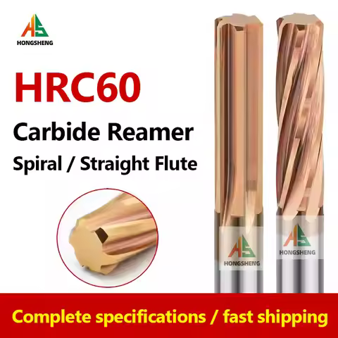 HRC60 1-20mm 0.1-0.9 Carbide Reamer Coated Spiral Straight Flute H7 Chucking Hardened Steel Metal Cu