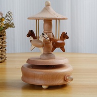 Carousel Music Box Retro Wooden Carousel Music Box Handmade Carousel Horse Music Box Beech Wood Rota