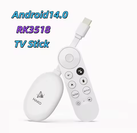H96 Max HAKO Android14.0 TV Stick RK3518 Quad Core 4K Wifi6 BT5.4 BT Voice Assistant Remote Control 