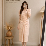 Aurelia Ruched Midi Dress Soft Peach