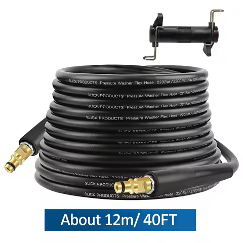 Pressure Washer 12M Super Flexible Hose 220Bar Kink Resistant Hose for Karcher K2-K7, Click Type Plu