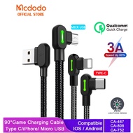 Mcdodo 60W 36W PD 90° Fast Charging Cable 0.5M 1.2M 1.8M 3M Type C Micro USB L interface CA-467/528/
