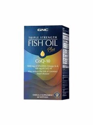 美國GNC fish oil plus 三倍功效5X深海魚油+輔酶Q10CoQ10深海魚60粒