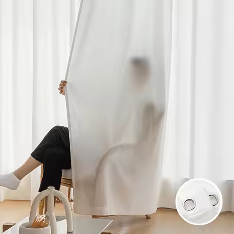 84 inches Long Chiffon White Sheer Curtain Rod Pocket Soft Silky Texture Sheer Window Drapes 1pc