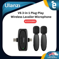 Ulanzi V6 3-in-1 Plug-Play Wireless Lavalier Microphone for iPhone/Android/Tablet/Camera A020GBB1