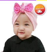 Turban anak bayi perempuan lucu umur 0-3 bulan 0-6 bulan 6-12 bulan 1 2 3 tahun / turban baby / turb